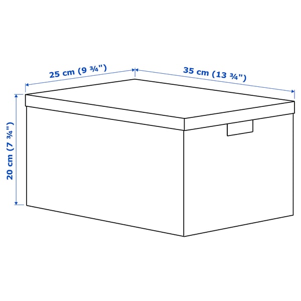 TJENA storage box with lid, white black/dotted, 25x35x20 cm
