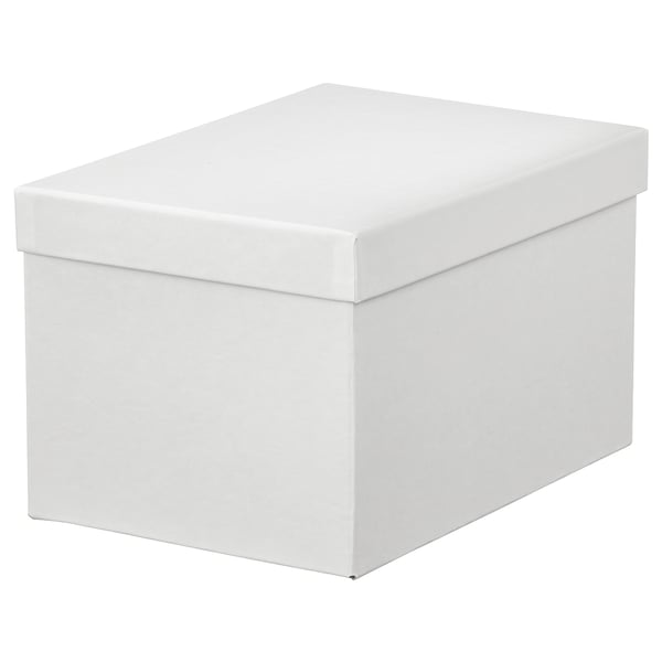 TJENA storage box with lid, white
