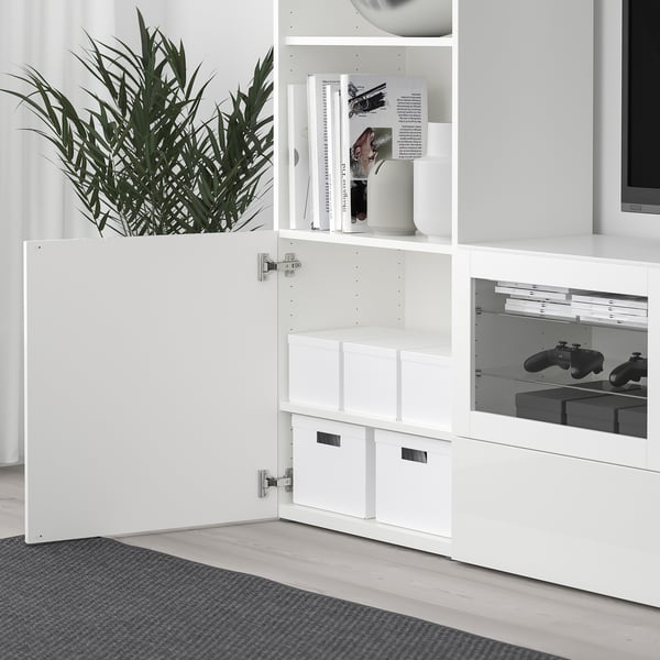 TJENA storage box with lid, white