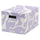 TJENA storage box with lid, patterned/lilac white, 35x25 cm