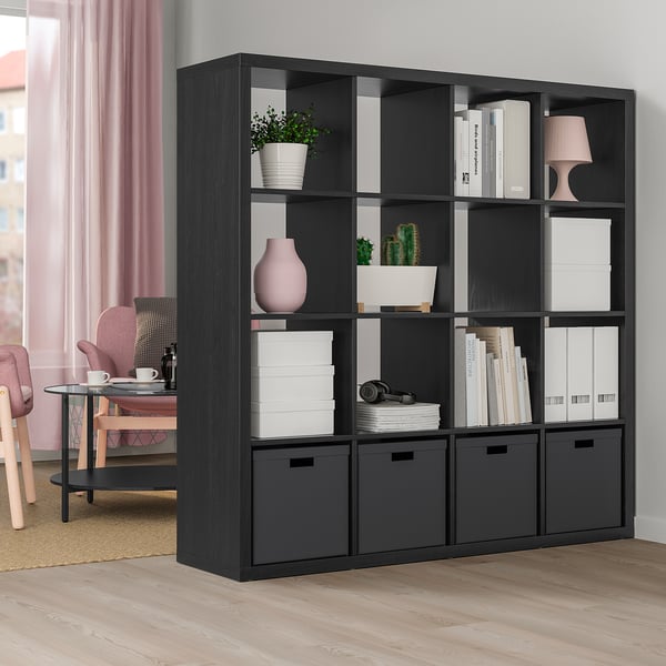 TJENA - TJENA Storage box with lid, black, 32x35x32 cm