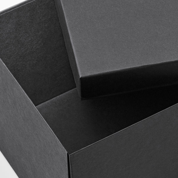 TJENA - Storage box with lid, black, 18x25x15 cm