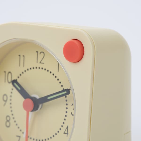 Ikea TJINGA - Alarm clock, pale yellow,8x8 cm