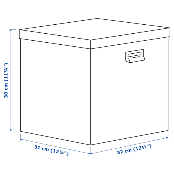 TJOG - TJOG Storage box with lid, dark grey, 32x31x30 cm