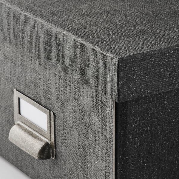 TJOG - TJOG Storage box with lid, dark grey, 25x36x15 cm