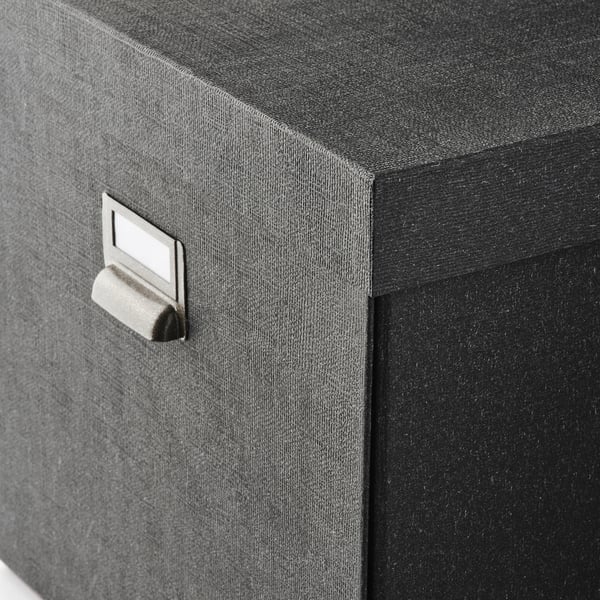 TJOG - TJOG Storage box with lid, dark grey, 32x31x30 cm