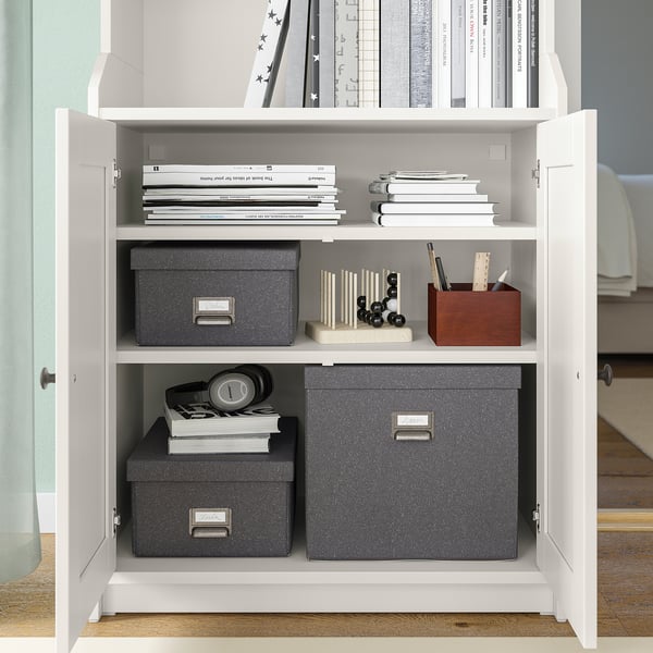 TJOG - TJOG Storage box with lid, dark grey, 32x31x30 cm