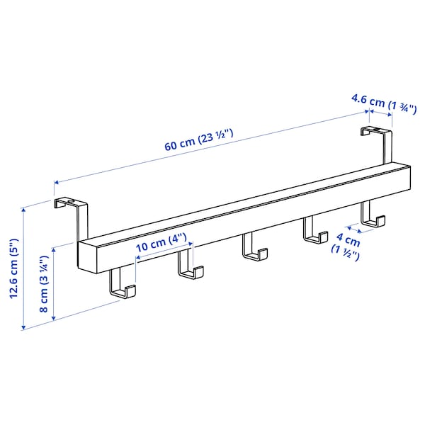 Ikea TJUSIG - Hanger for door/wall, black, 60 cm