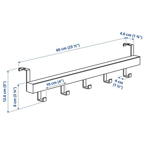 TJUSIG hanger for door/wall, black, 60 cm