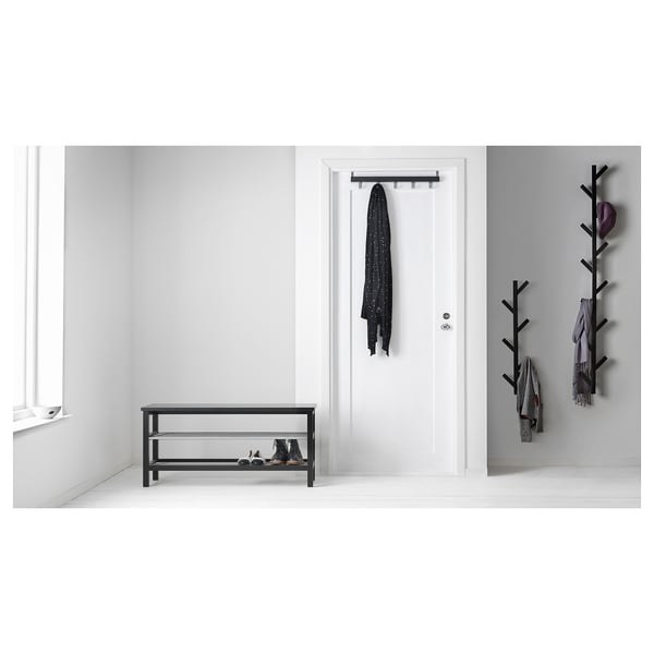 TJUSIG - Bench with shoe compartment, black, 108x34x50 cm