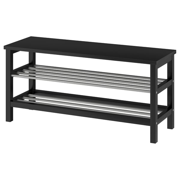 TJUSIG bench with shoe storage, black, 108x34x50 cm