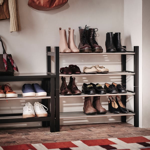 TJUSIG - Shoe rack, black, 79x32x37 cm