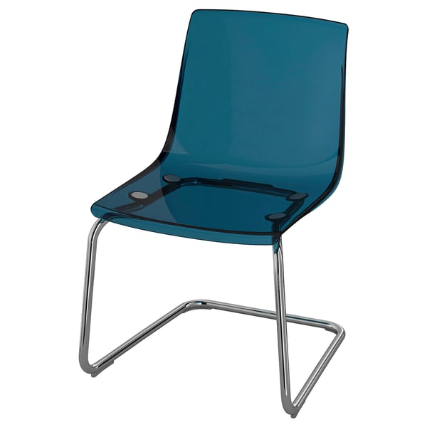 TOBIAS - Chair, blue/chrome-plated ,