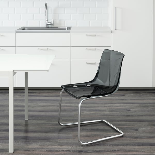TOBIAS - TOBIAS Chair, grey/chrome-plated