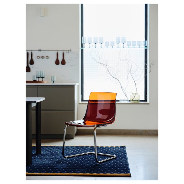 TOBIAS - TOBIAS Chair, brown-red/chrome-plated