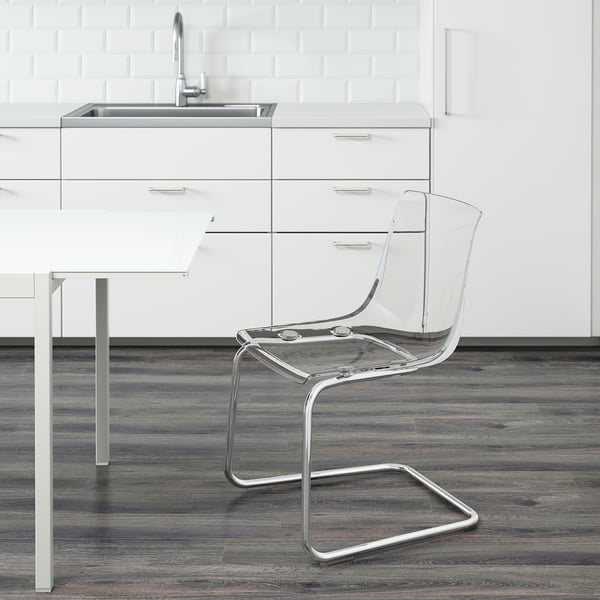 TOBIAS chair, transparent/chrome-plated, 48x82x56 cm