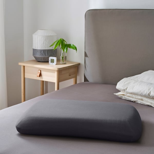 TÖCKENFLY pillowcase for ergonomic pillow, grey, 29x43 cm