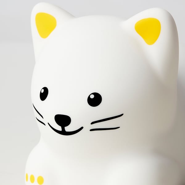 TÖVÄDER LED night light, cat battery-operated, 14x8 cm