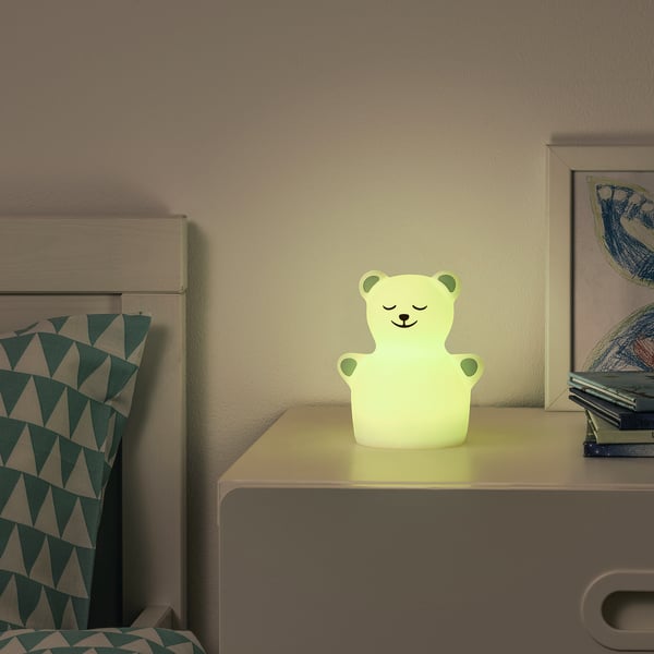 TÖVÄDER LED night light, bear battery-operated, 11x9 cm