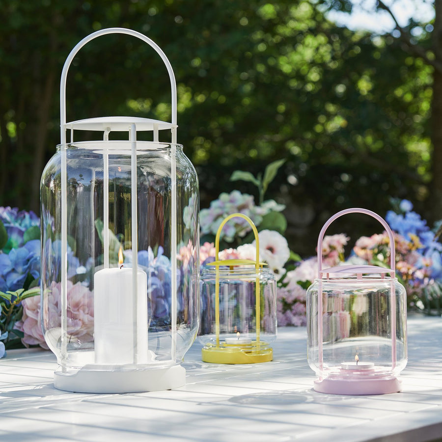 TOFSAND lantern for tealight, in/outdoor, pink, 12 cm