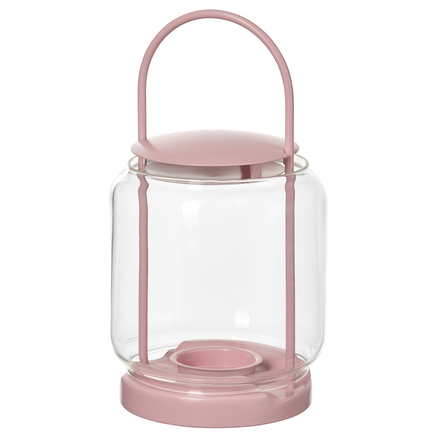 TOFSAND lantern for tealight, in/outdoor, pink, 21 cm