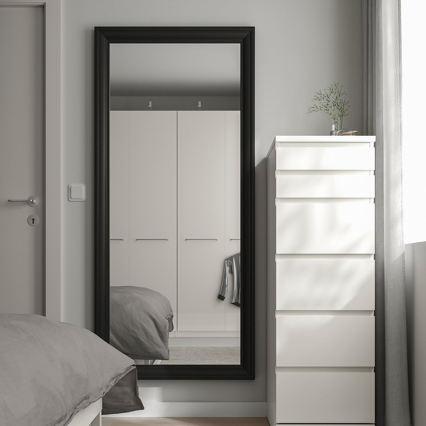 TOFTBYN mirror, black, 75x165 cm