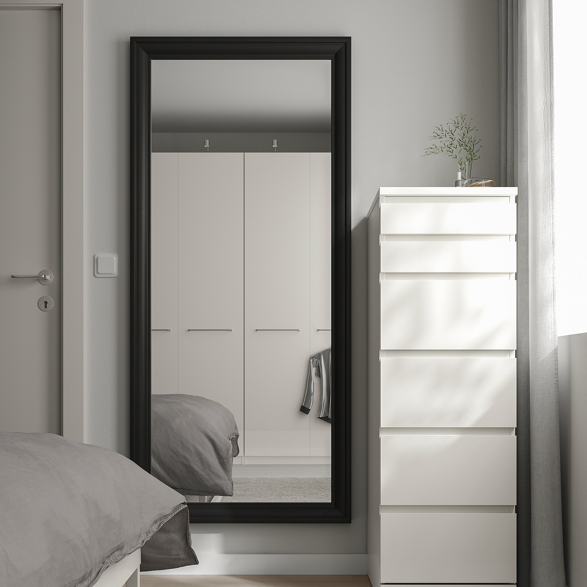 TOFTBYN mirror, black, 75x165 cm