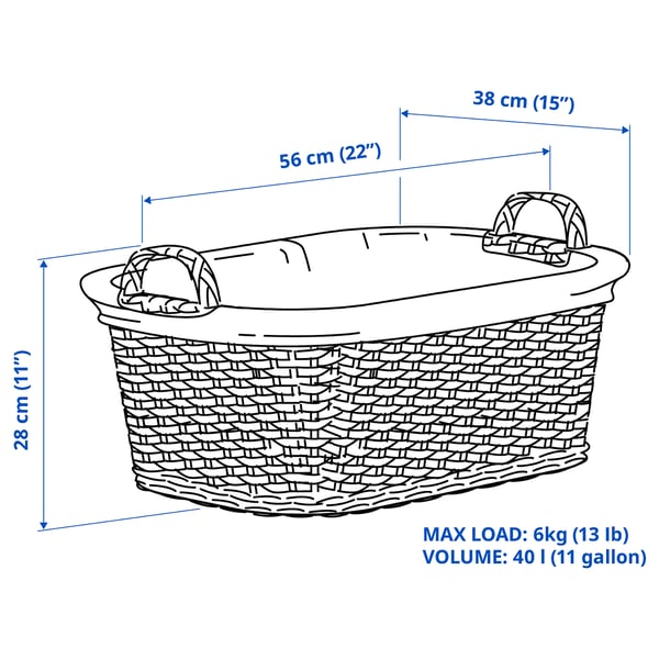 TOLKNING - TOLKNING Laundry basket, handmade willow, 40 l