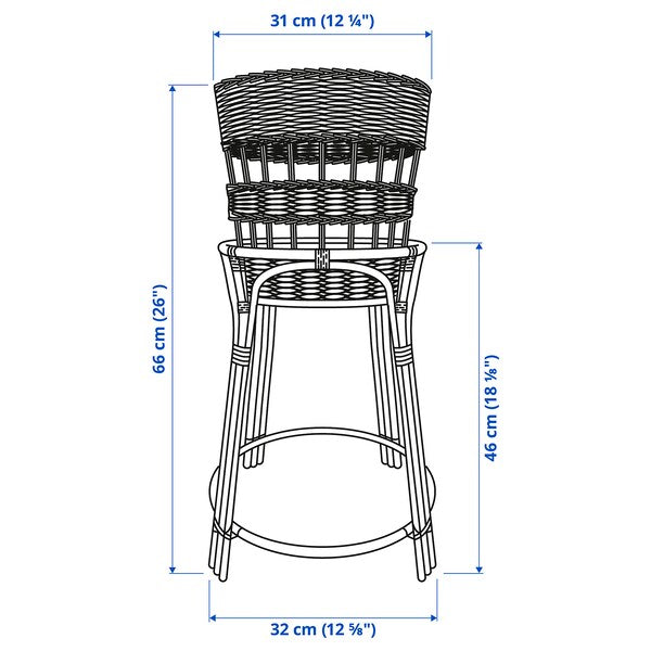 TOLKNING - Plant stand, handmade rattan, 66 cm