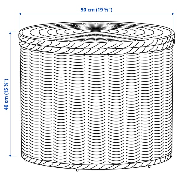 TOLKNING pouffe with storage, handmade rattan, 50 cm