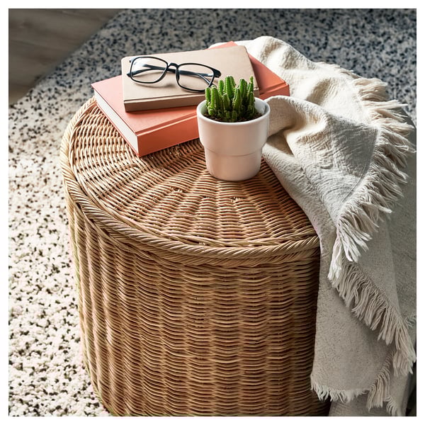 TOLKNING pouffe with storage, handmade rattan, 50 cm