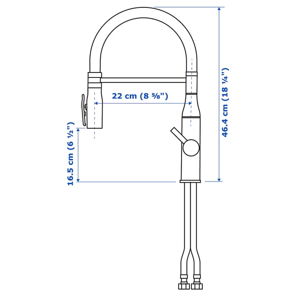 TOLLSJÖN kitchen mixer tap/handspray, black polished metal