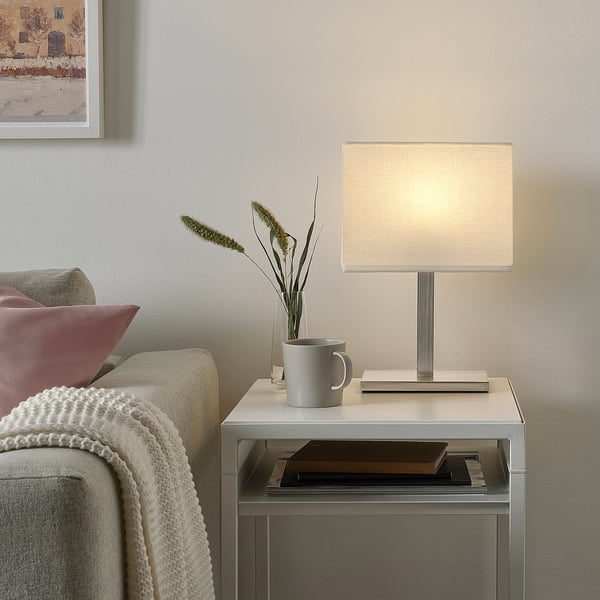 TOMELILLA table lamp, nickel-plated/white, 36 cm
