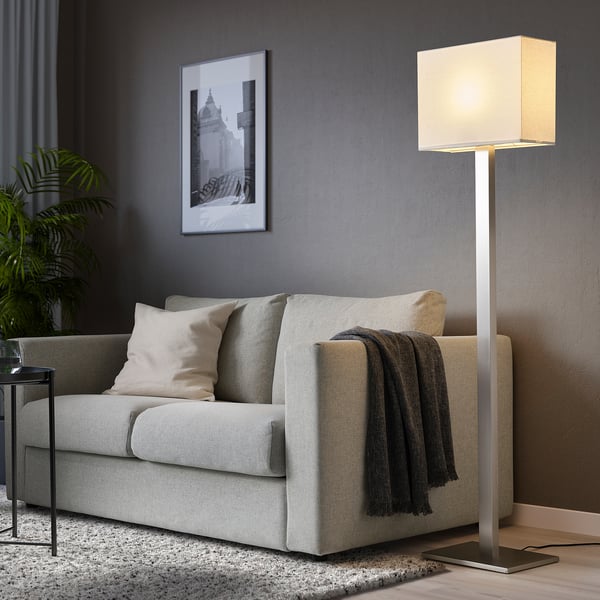 TOMELILLA floor lamp, nickel-plated/white, 150 cm