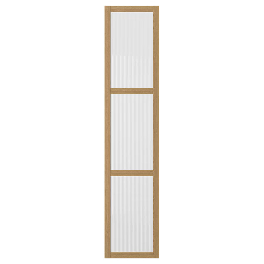 TONSTAD - Door with hinges, oak veneer/glass, 50x229 cm