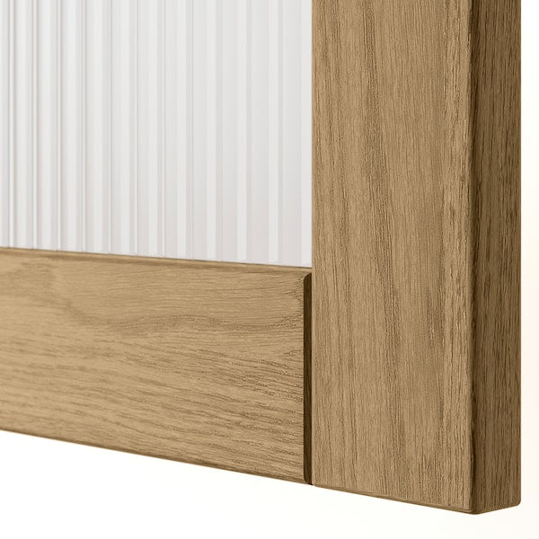 TONSTAD - Door with hinges, oak veneer/glass, 50x195 cm