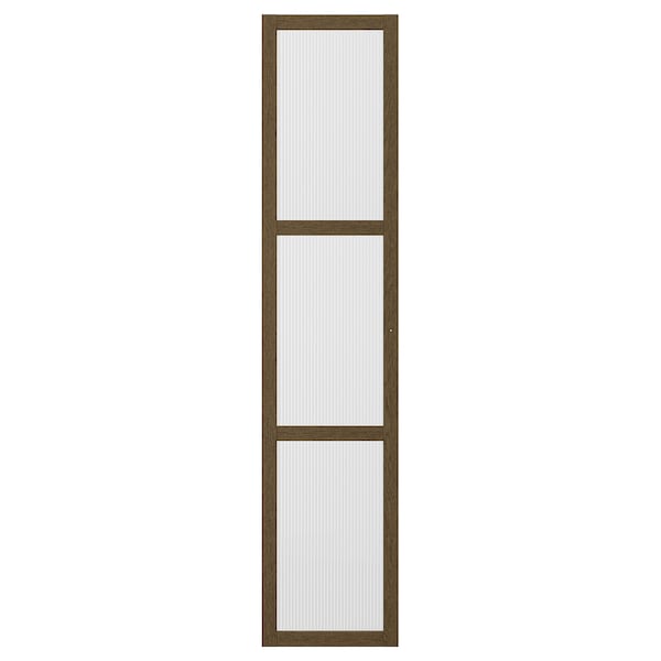 TONSTAD - Door with hinges, brown/oak veneer/stained glass,50x229 cm
