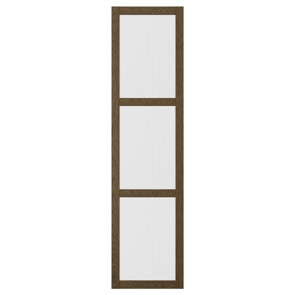 TONSTAD door with hinges, brown/stained oak veneer glass, 50x195 cm
