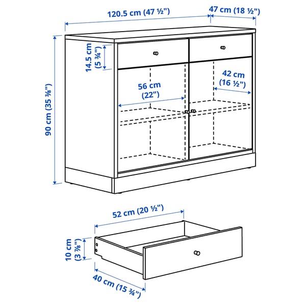 TONSTAD - TONSTAD Sideboard, oak veneer, 121x47x90 cm