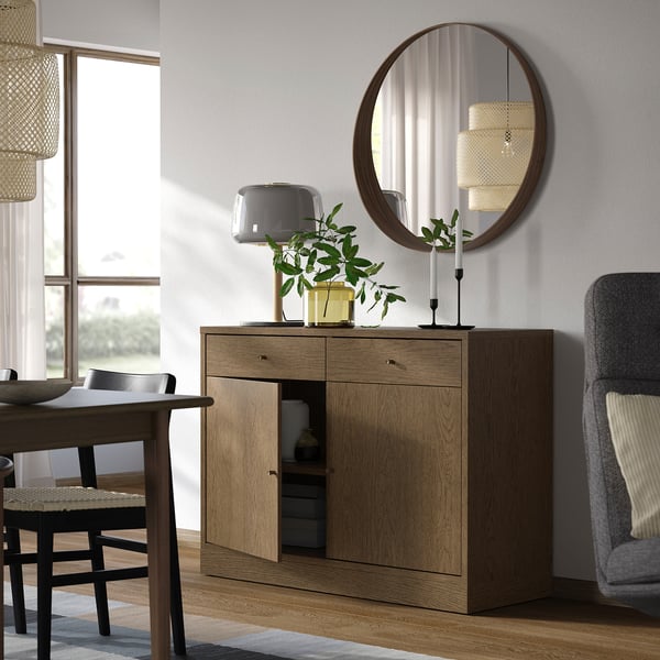 TONSTAD sideboard, brown stained oak veneer, 121x47x90 cm