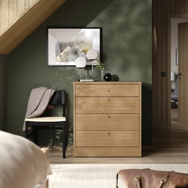 TONSTAD - TONSTAD Chest of 4 drawers, oak veneer, 82x47x90 cm