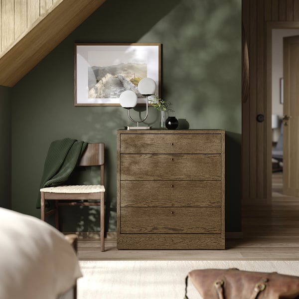 TONSTAD chest of 4 drawers, brown stained oak veneer, 82x47x90 cm
