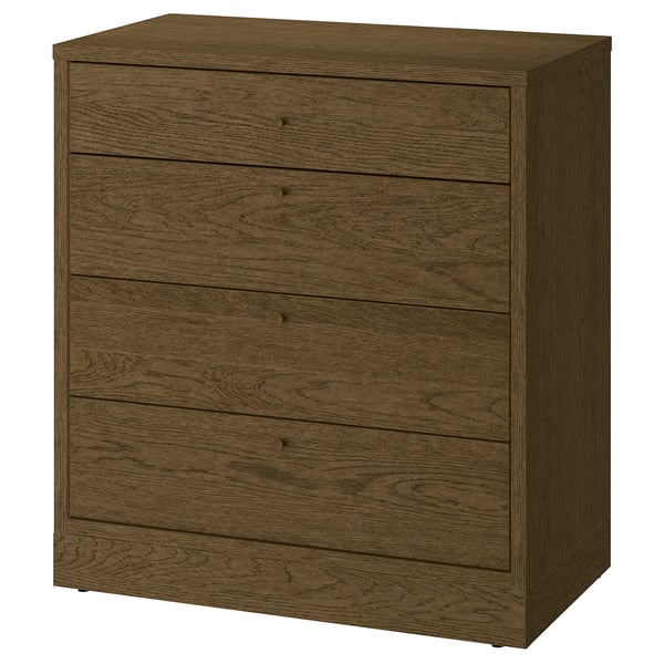 TONSTAD chest of 4 drawers, brown stained oak veneer, 82x47x90 cm