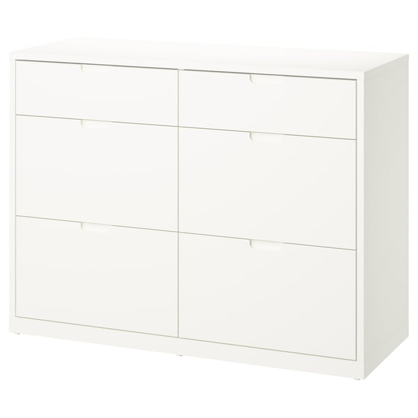 TONSTAD chest of 6 drawers, off-white, 120x47x91 cm