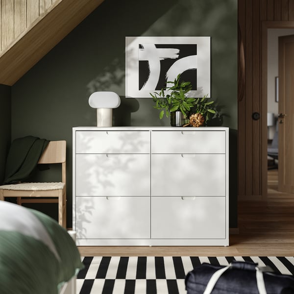 TONSTAD chest of 6 drawers, off-white, 120x47x91 cm