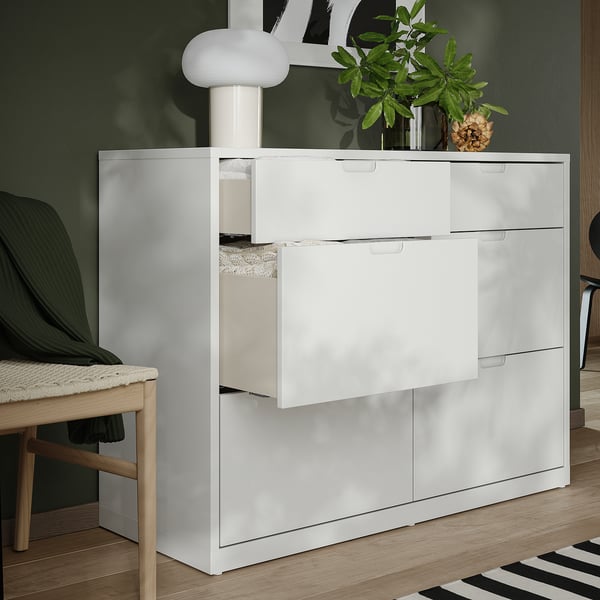TONSTAD chest of 6 drawers, off-white, 120x47x91 cm
