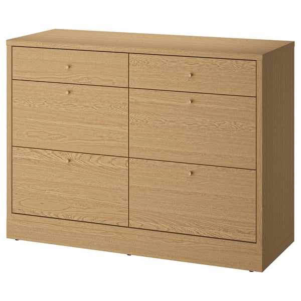 TONSTAD - TONSTAD Chest of 6 drawers, oak veneer, 120x47x90 cm