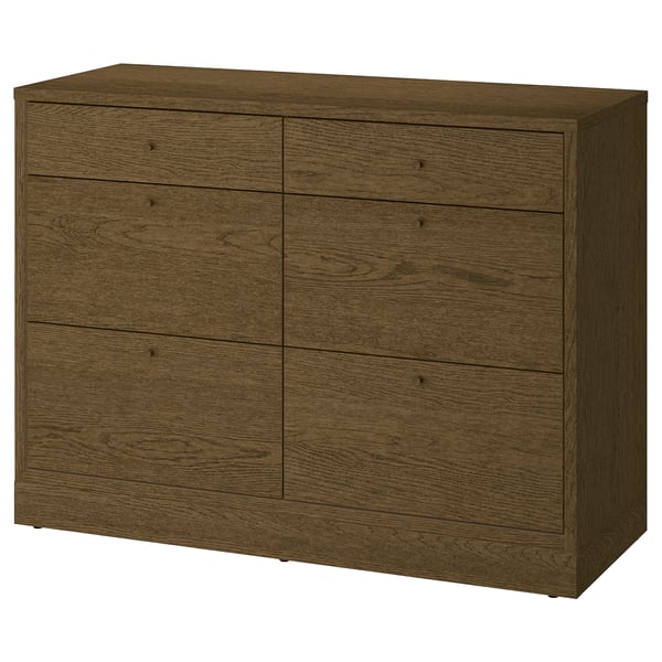 TONSTAD chest of 6 drawers, brown stained oak veneer, 120x47x90 cm