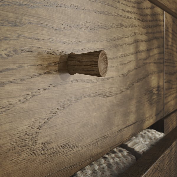 TONSTAD chest of 6 drawers, brown stained oak veneer, 120x47x90 cm