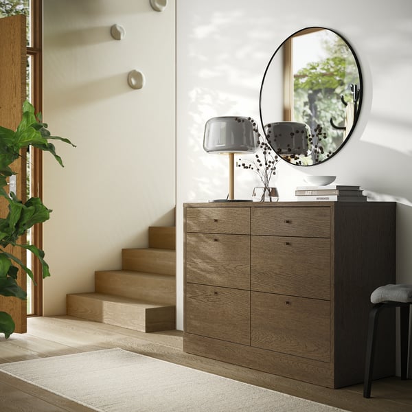 TONSTAD - TONSTAD Chest of 6 drawers, brown stained oak veneer, 120x47x90 cm